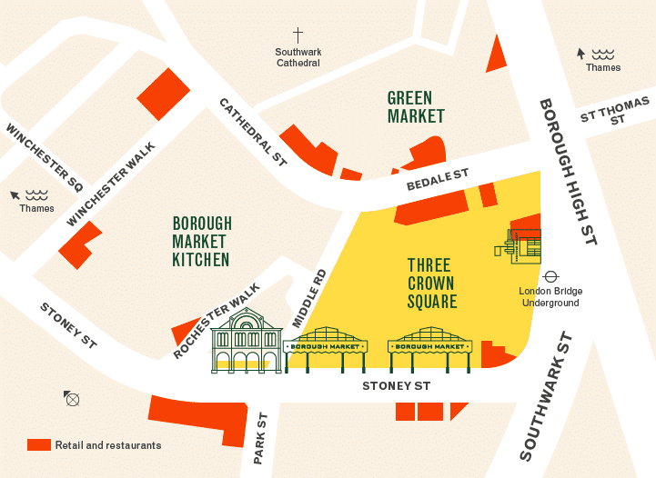 Three Crown Square map