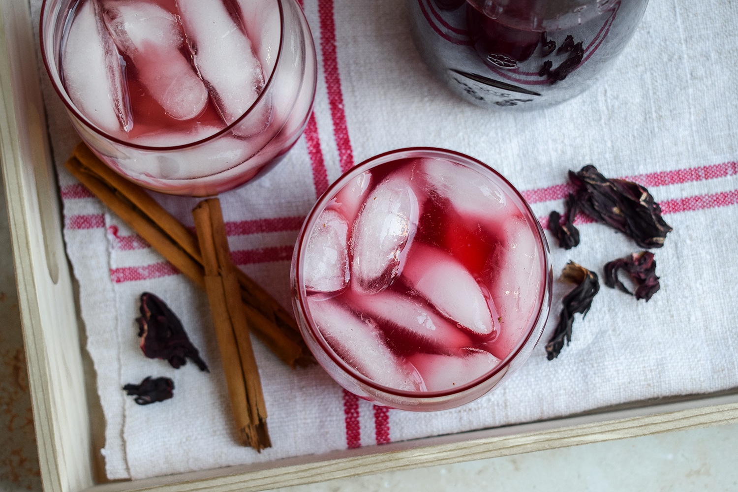 Red pomelo, hibiscus & cinnamon shrub
