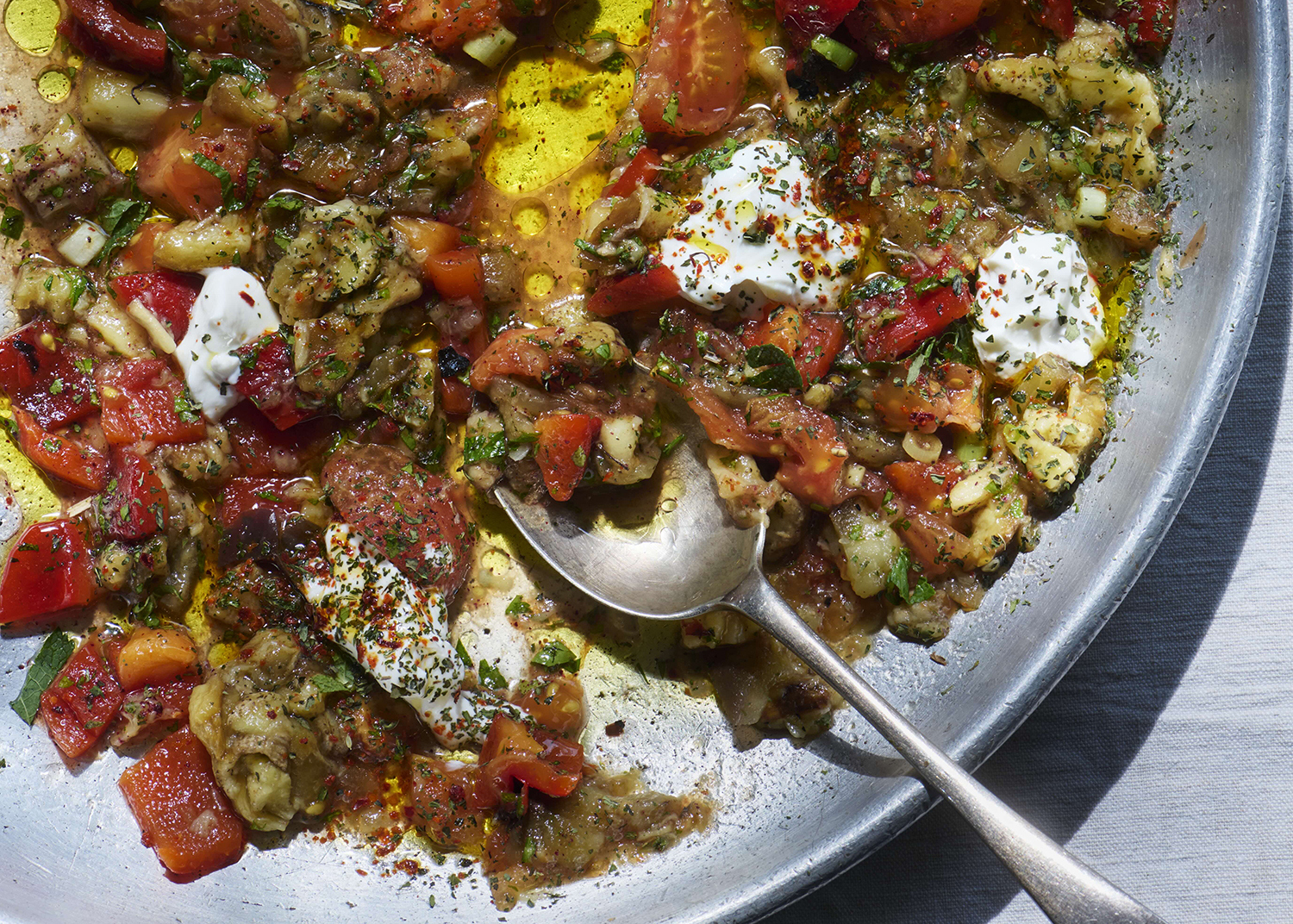 Smoked aubergine salad